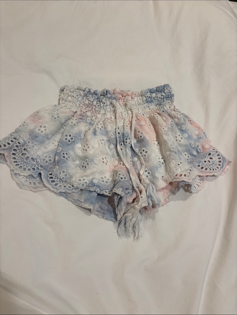 Surf Gypsy Pastel Blue & Pink Eyelet Tie-Waist Shorts